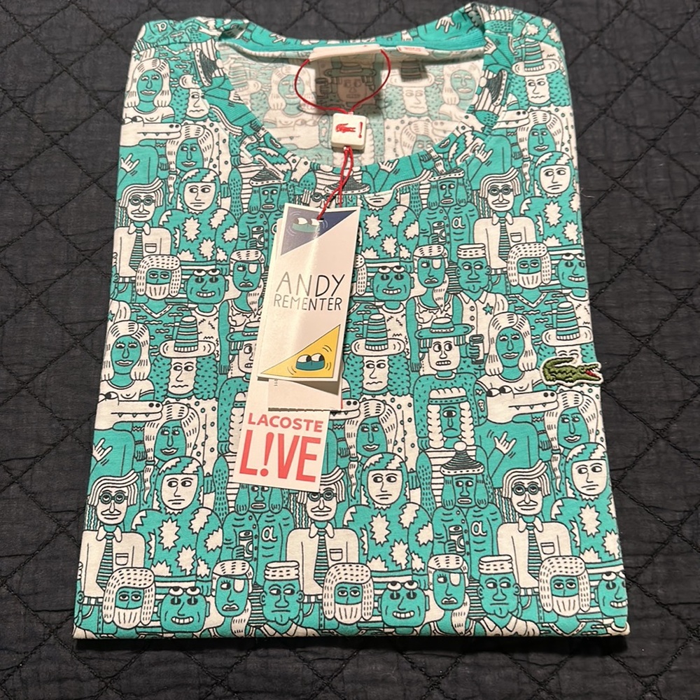 LACOSTE L!VE | andy rementer x lacoste allover printer tee shirt, size 3